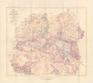 Mapa do maciço de Gavarnie e da Montanha Perdida publicado em 1914 de Franz Schrader