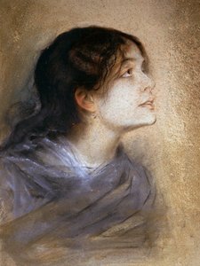 Retrato de Eleonora Duse (Vigevano 1858 - Pittsburgh 1924), atriz italiana, Pintura de Franz von Lembach (1836-1904), pastel sobre papelão, 68x47 cm