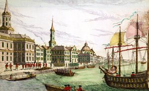 Desembarque das tropas inglesas em Nova York, 29 de junho de 1776 (gravura colorida)