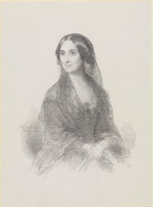 Retrato de uma senhora vestida com trajes espanhóis, sentada, em meio corpo de Franz Xaver Winterhalter