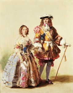Rainha Vitória e Príncipe Alberto vestindo roupas da Restauração para seu baile em 1851, pintura de Franz Xaver Winterhalter (1805-1873) de Franz Xaver Winterhalter