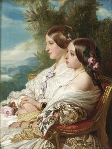 Rainha Victoria e sua prima, a Duquesa de Nemours, 1852 de Franz Xaver Winterhalter