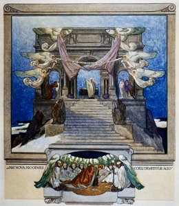 E nova progênie descende do céu, Purgatório, canto XXII, Divina Comédia de Dante Alighieri, ilustração de Franz von Bayros (1866-1924), Viena