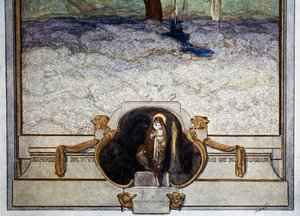 Quando eu estava perto da costa abençoada, "Asperges-me", ouvi cantar tão docemente, lembre-se que não posso, muito menos escrevê-lo, Purgatório, canto XXXI, Divina Comédia de Dante Alighieri, ilustração de Franz von Bayros (1866-1924), Viena