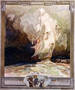 Ilustração de Dantes Divine Comedy, Paradise, Canto XXVII, 1921 (wc no papel) de Franz von Bayros