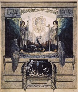 Ilustração de Dantes Divine Comedy, Purgatory, Canto VIII: 24, 1921 (wc no papel) de Franz von Bayros
