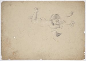 Estudos de nu de um bebé deitado de Franz von Matsch