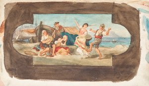 A Dança dos Italianos - Desenho de uma Pintura de Tecto de Franz von Matsch