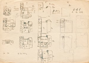 Esboços de design para a villa do estúdio Matsch - plantas baixas de Franz von Matsch