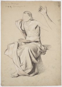 Estudo de figura para a "Recitação" de Pintura de Tecto no Teatro Municipal Reichenberg/Liberec de Franz von Matsch