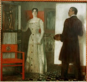 Franz e Mary Stuck no estúdio de Franz von Stuck