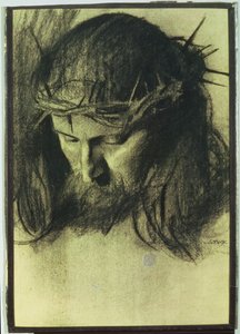Cabeça de Cristo, c.1890 (carvão e giz) de Franz von Stuck