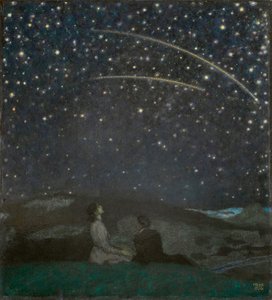 Les etoiles filantes (Franz et Mary von Stuck) - Shooting Stars (Franz and Mary Stuck), por Stuck, Franz, Ritter von (1863-1928). Óleo sobre madeira