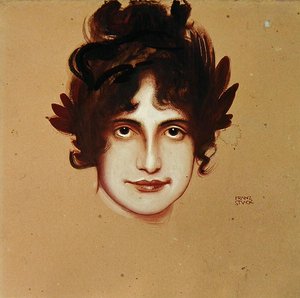 Retrato de uma Mulher, c.1896 (óleo sobre papel) de Franz von Stuck