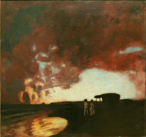 Pôr do sol no mar de Franz von Stuck