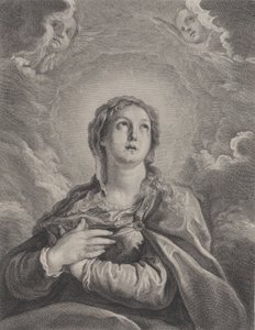 A Virgem, mãos cruzadas sobre o peito, olhando para cima, 1729-40. de Frédéric Horthemels