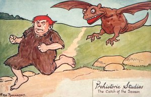 Estudos pré-históricos - a pesca da época (litografia a cores) de Fred Buchanan