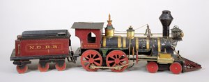 Motor ferroviário e modelo de concurso, 1877 (madeira e metal)