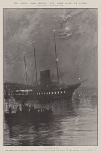 A convalescença do rei, a cena noturna em Cowes de Fred T. Jane