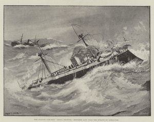 O navio de guerra espanhol, Reina Regente, relatou perdido perto do estreito de Gibraltar de Fred T. Jane