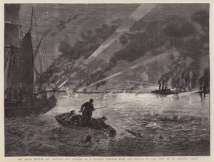 A batalha naval de Dantzig: o afundamento de um barco torpedo russo e o resgate da tripulação por um iate inglês (litho)