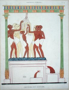 Uvas para prensar, cópia de uma pintura de Tebas, gravada por Smith (cor litho)