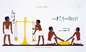 Rituais da Morte (assunto pouco claro), de um Raro Registo de Frescos de Tebas, gravado em 1819-1822 na sua segunda visita ao Egipto por Frederic Cailliaud (1787-1869) (cor litho)