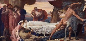 Hércules wrestling with Death for the body of Alcestis (cor litho)