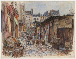 O Marché des Enfants Rouges, lado oeste, na chuva
