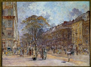 Le boulevard des Italians em Paris Pintura de Frederic Anatole Houbron (1851-1908) 1902 Sol. 0,55x0,73 m Paris, Musee Carnavalet - Boulevard des Italians em Paris. Pintura de Frederic Anatole Houbron (1851-1908)