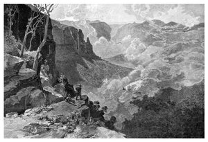 Pulo de Govetts, montanhas azuis, Novo Gales do Sul, Austrália, 1886.
