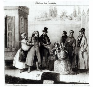 Apresentação de &39;Le Pere Goriot&39; de Honore Balzac (1799-1850) no Theatre des Varietes, c.1840