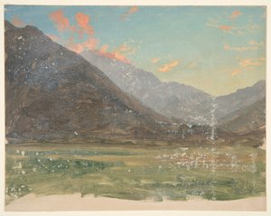 Vale profundo, com nuvens iluminadas pelo pôr do sol de Frederic Edwin Church