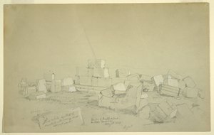 Desenho, Túmulo de Abels na montanha acima de Suk Wadi, 4 de maio de 1868 de Frederic Edwin Church