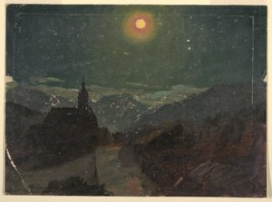 Desenho, Paisagem alpina à noite, 1868 de Frederic Edwin Church