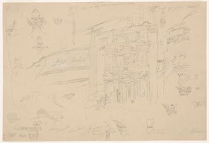 Desenho, Detalhes arquitectónicos de El Khasneh, Petra, finais de fevereiro de 1868 de Frederic Edwin Church