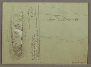Desenho, Colina Nua, Acrópole de Corinto, Grécia, abril de 1869 de Frederic Edwin Church