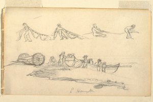 Desenho, Barco com mulher e crianças, julho-agosto de 1858 de Frederic Edwin Church