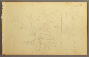 Desenho, Pedregulhos entre árvores, 1844 de Frederic Edwin Church