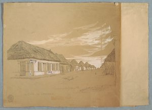 Desenho, Calle de Commerce, Barranquilla, Colômbia, maio de 1853 de Frederic Edwin Church