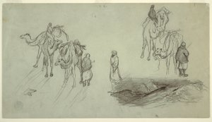 Desenho, Camelos e cavaleiros; Sailbo, 1868 de Frederic Edwin Church