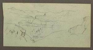 Desenho, Canyon, possivelmente 1868 de Frederic Edwin Church