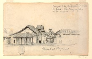 Desenho, Igreja de Tuquerres, Colômbia, agosto de 1853 de Frederic Edwin Church