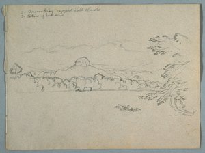 Desenho, Paisagem de montanha sul-americana coberta de nuvens vista ao lado de uma baía, Parte 1, 1853, provavelmente maio de Frederic Edwin Church