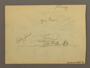 Desenho, Estudo de nuvens sobre edifícios, possivelmente 1868-69 de Frederic Edwin Church