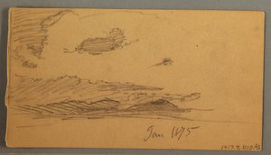 Desenho, Nuvem sobre as colinas, possivelmente 1875 de Frederic Edwin Church
