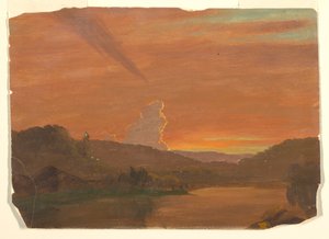 Desenho, Estudo de nuvens ao pôr do sol, 1850-60 de Frederic Edwin Church