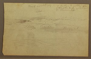 Desenho, Estudo de nuvens sobre colinas, década de 1860 de Frederic Edwin Church