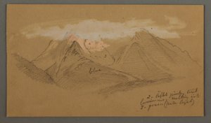 Desenho, Nuvens sobre picos de montanhas, possivelmente 1868 de Frederic Edwin Church