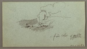 Desenho, Nuvens sobre uma cadeia de montanhas, sol baixo, possivelmente 1874 de Frederic Edwin Church